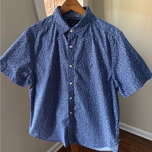 Nautica Men's Patterned Blue Button Down Shirt